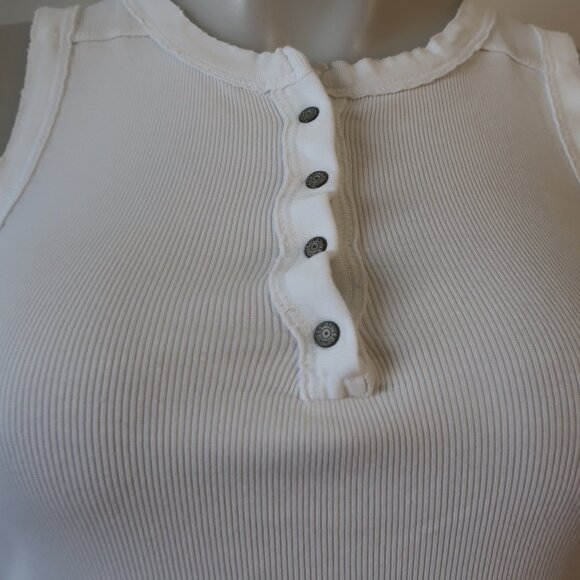 Womens Crown Jewel White Henley Ribbed Tank Top XS - Picture 3 of 6
